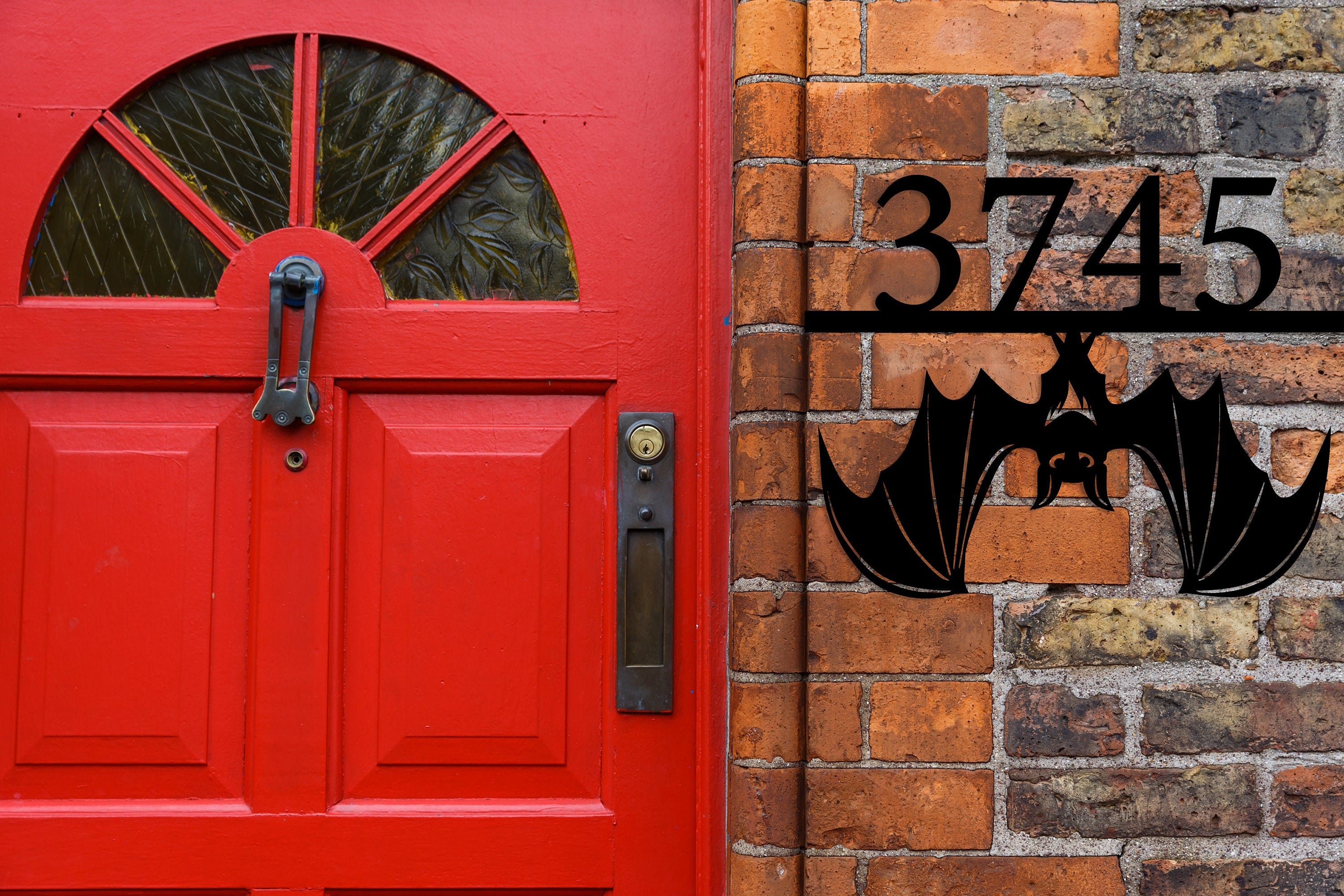 Custom Bat Address Sign, Personalized House Number Sign, Halloween Bat Decor, Unique Design Sign, Gift for Home, Front Door Decor, Fall Art