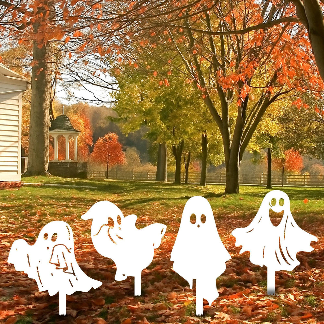 Ghost Yard Stakes for Halloween, Metal Ghost Yard Decors, Halloween Yard Art, Cute Halloween Ghosts, Fall Decor, Spooky Gift, Outdoor Decor