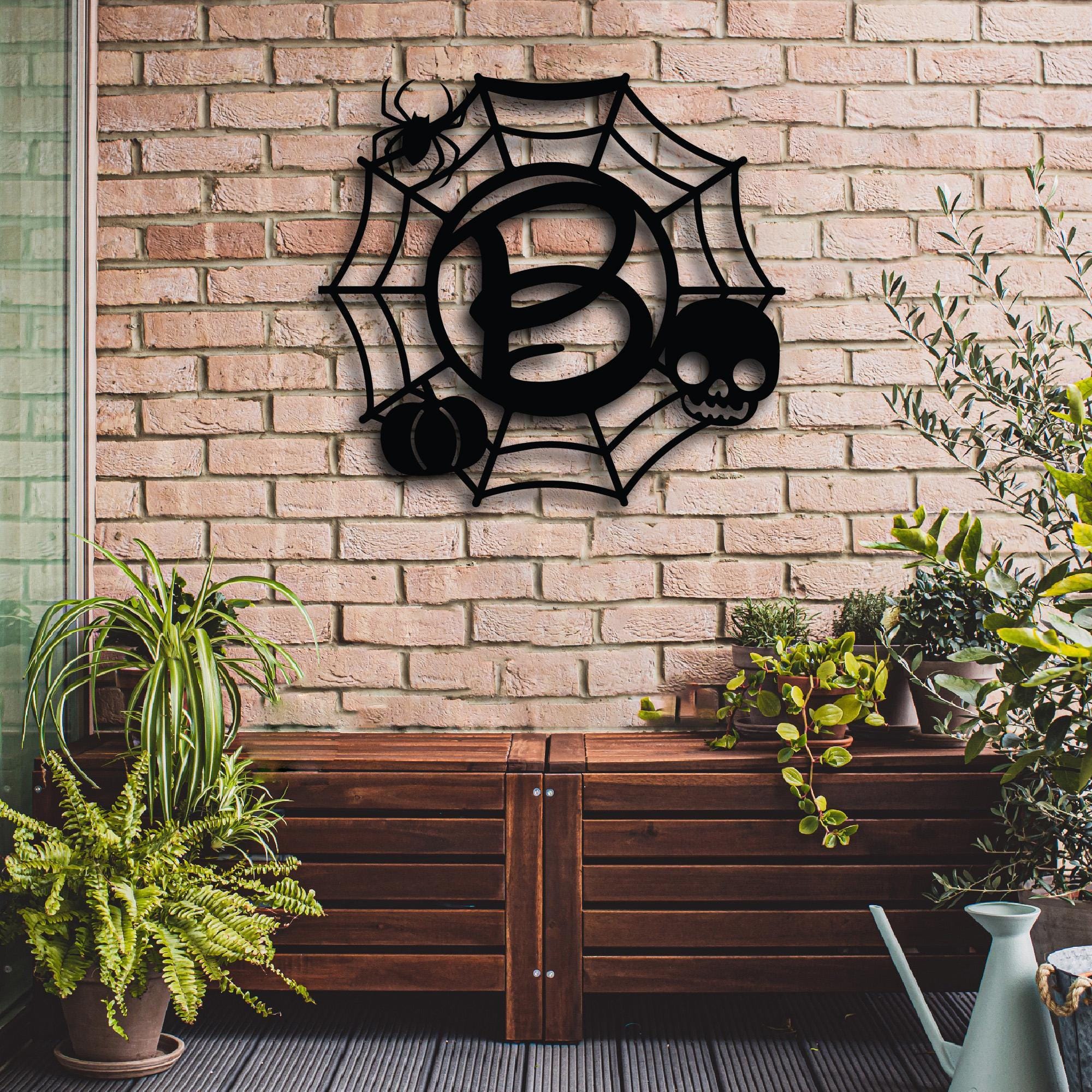 Halloween Letters Outdoor Metal Sign, Custom Web Spider Letter Initial, Spooky Last Name Letter, Halloween Home accessory, Outdoor Scary Art