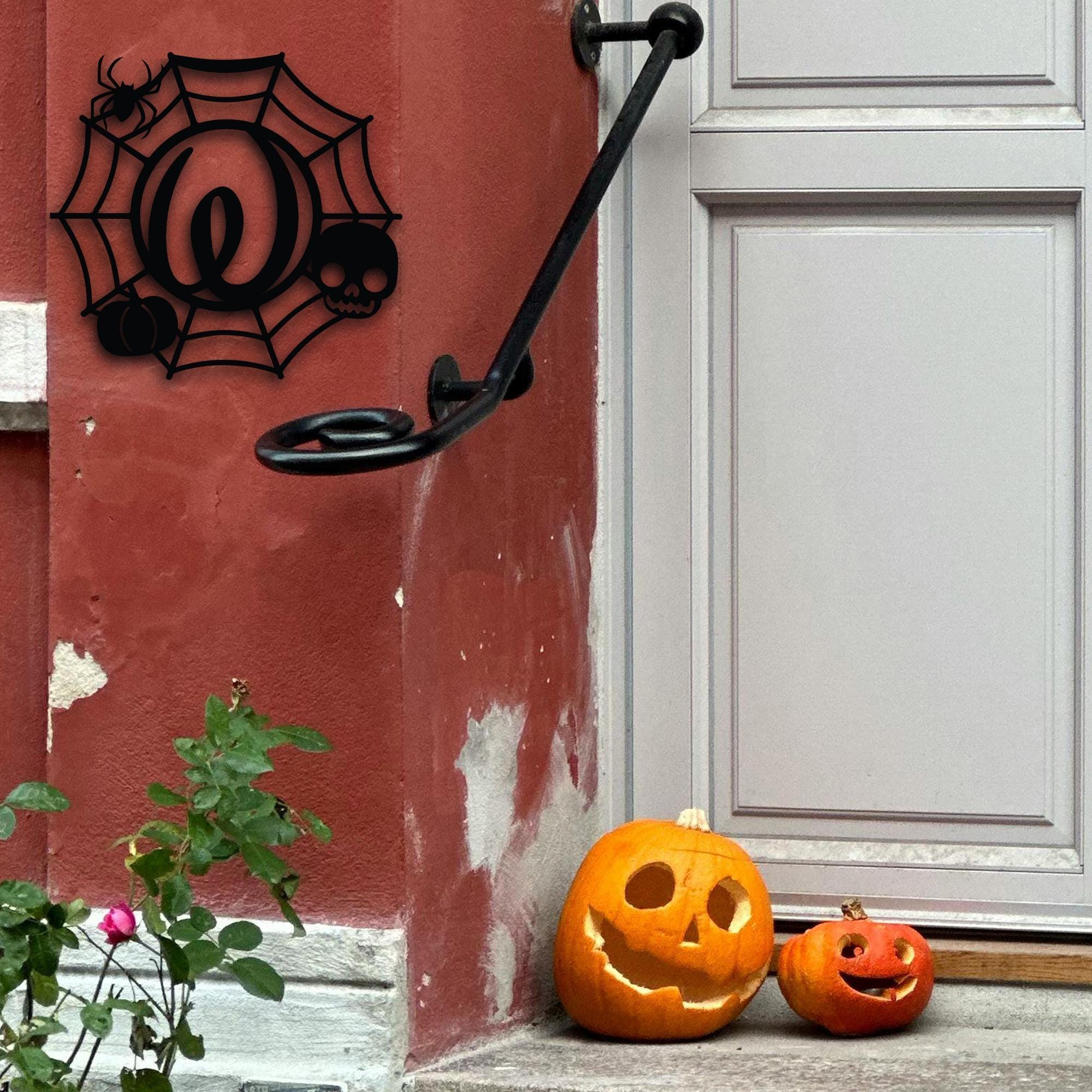 Halloween Letters Outdoor Metal Sign, Custom Web Spider Letter Initial, Spooky Last Name Letter, Halloween Home accessory, Outdoor Scary Art