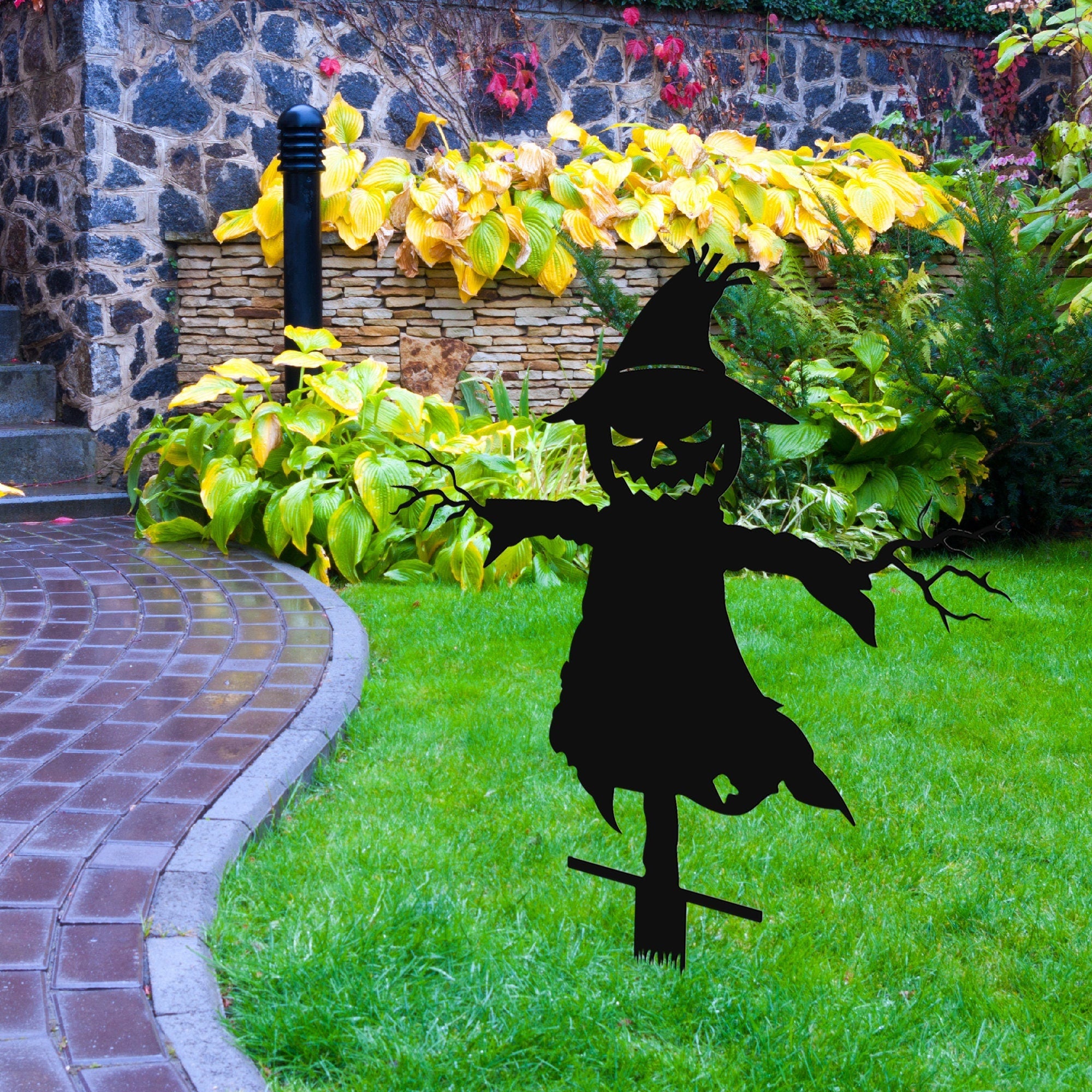 Halloween Scarecrow Metal Garden Stakes, Outdoor Halloween Decor, Halloween Decor, Metal Garden Scary Decor, Yard Art, Patio and Porch Decor