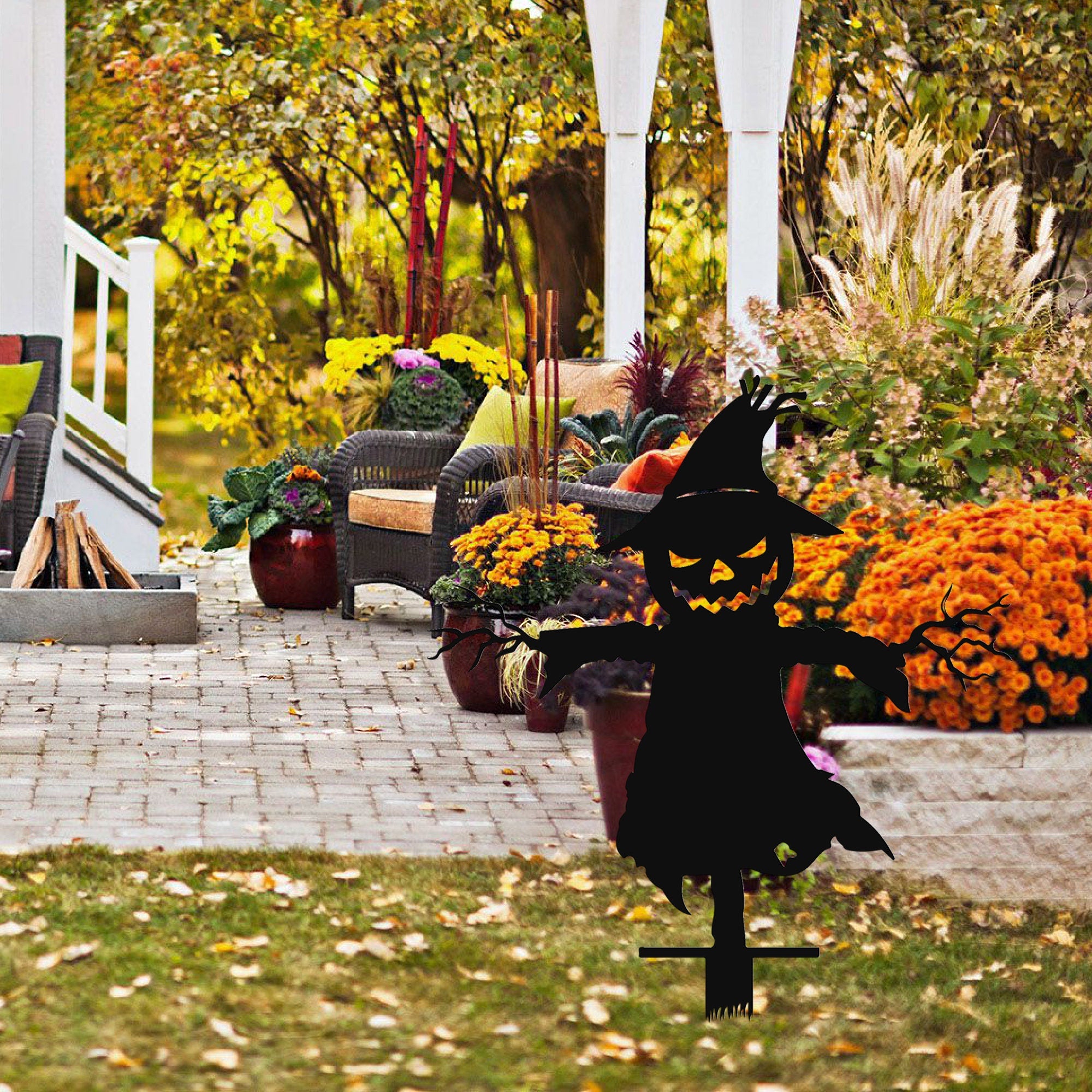 Halloween Scarecrow Metal Garden Stakes, Outdoor Halloween Decor, Halloween Decor, Metal Garden Scary Decor, Yard Art, Patio and Porch Decor