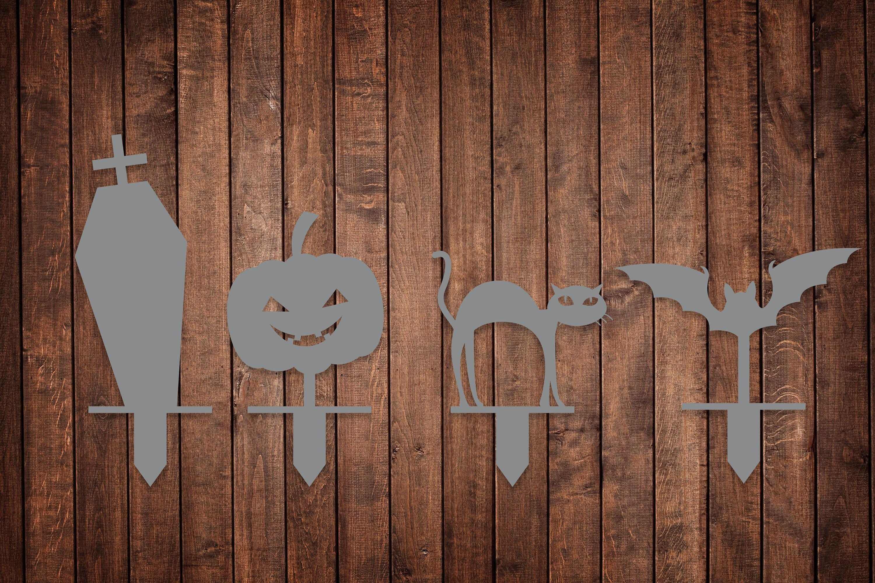Metal Garden Halloween Sign with Stakes, Halloween Party Decor, Garden Fall Decor, Outdoor Decor, Pumpkin, Tombstone, Cat and Bat Home Sign