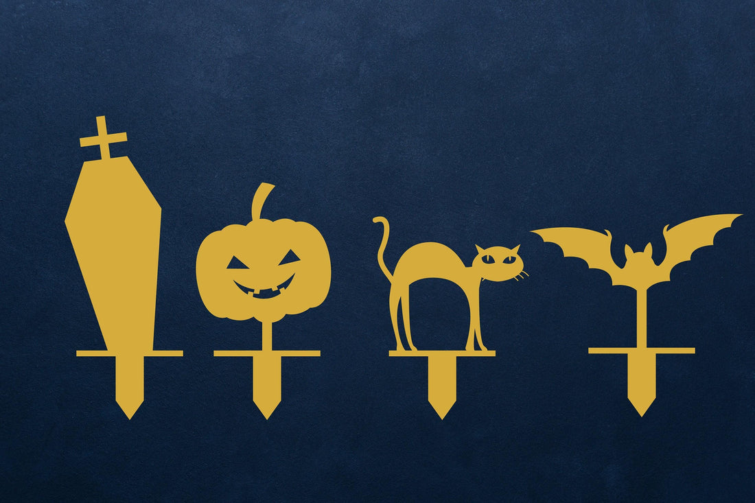 Metal Garden Halloween Sign with Stakes, Halloween Party Decor, Garden Fall Decor, Outdoor Decor, Pumpkin, Tombstone, Cat and Bat Home Sign