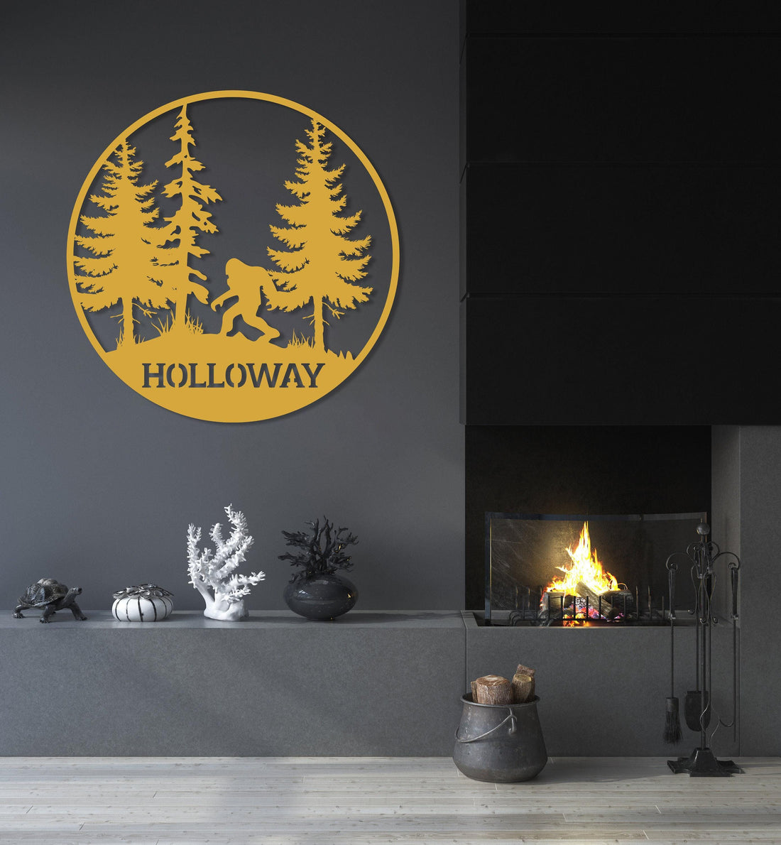 Personalized Metal Bigfoot Mountain Wall Sign, Sasquatch Custom Name Sign, Cabin Decor, Yeti Sign, Sasquatch Large Outdoor Decor, Yard Decor