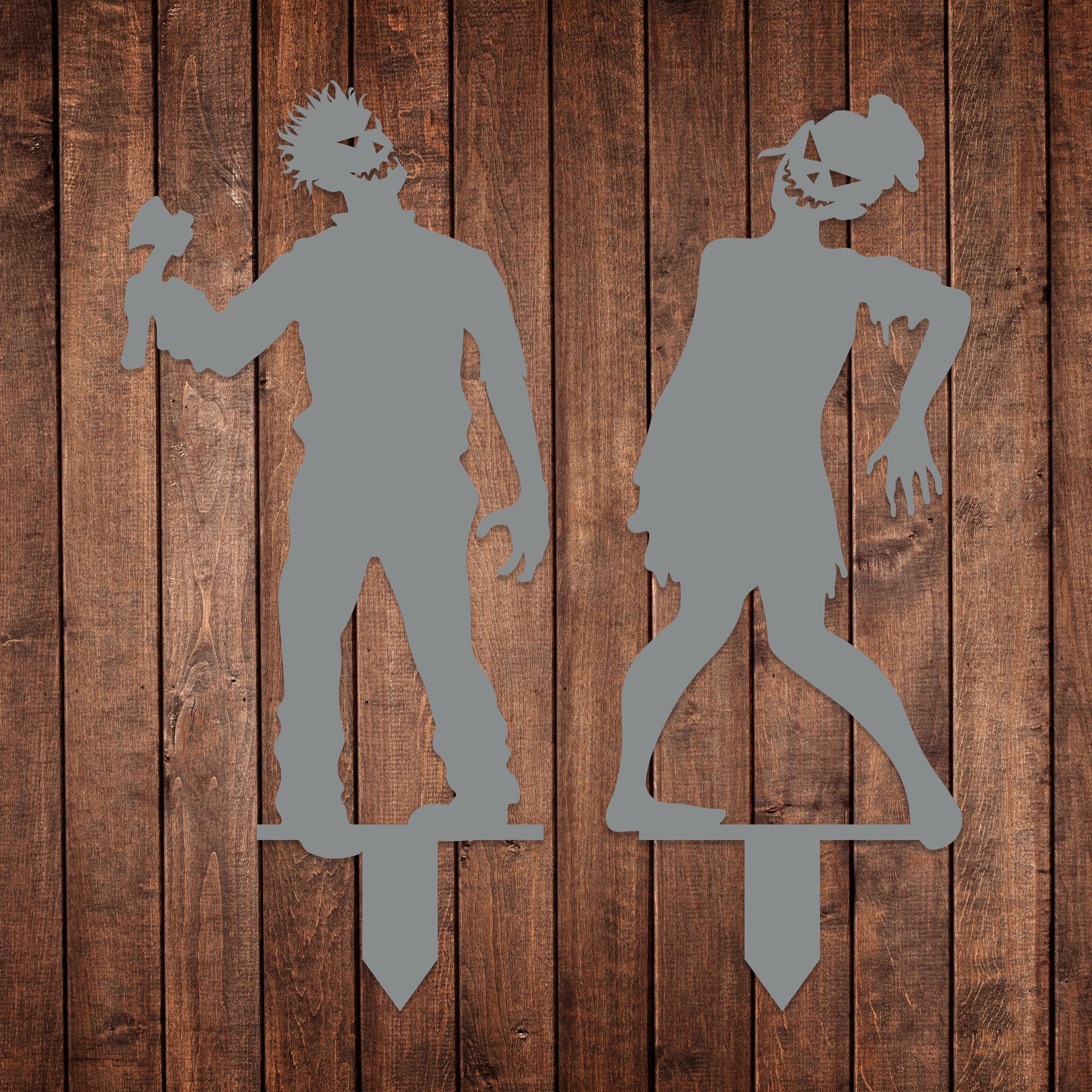 Scary Halloween Metal Garden Stake Set of 2, Halloween Yard Art, Outdoor Halloween Stake, Halloween Gift, Scary Kids Stake, Spooky Season