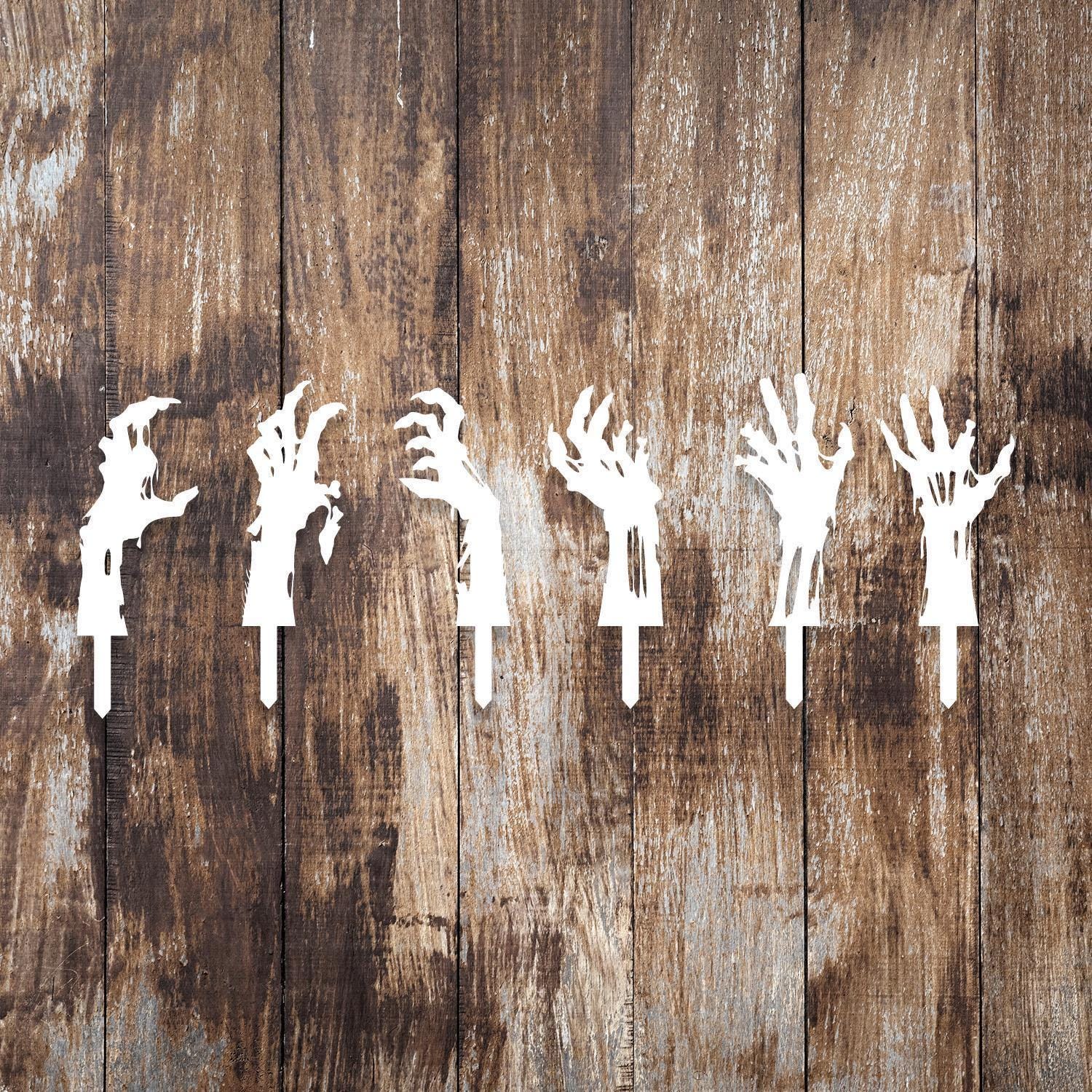 Set of 6 Zombie Hands Halloween Metal Stakes, Halloween Garden Stakes, Halloween Decorations, Party Yard Art, Halloween Gift, Metal Wall Art
