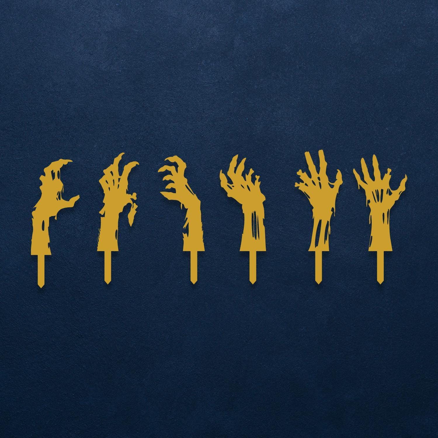 Set of 6 Zombie Hands Halloween Metal Stakes, Halloween Garden Stakes, Halloween Decorations, Party Yard Art, Halloween Gift, Metal Wall Art