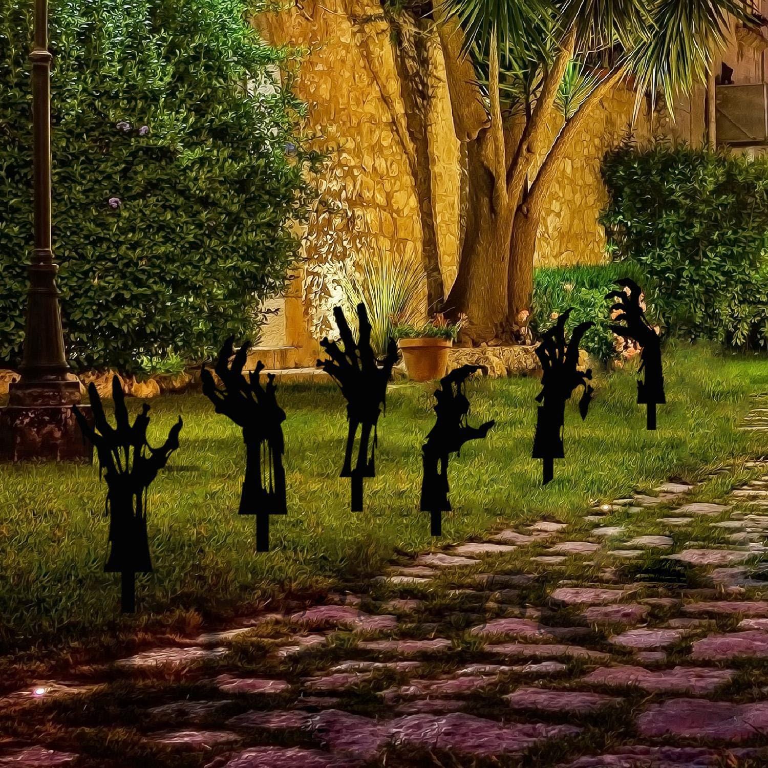 Set of 6 Zombie Hands Halloween Metal Stakes, Halloween Garden Stakes, Halloween Decorations, Party Yard Art, Halloween Gift, Metal Wall Art