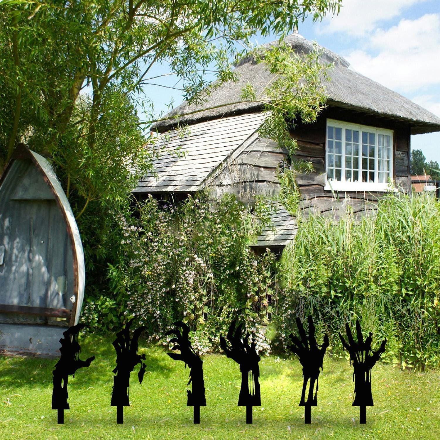 Set of 6 Zombie Hands Halloween Metal Stakes, Halloween Garden Stakes, Halloween Decorations, Party Yard Art, Halloween Gift, Metal Wall Art
