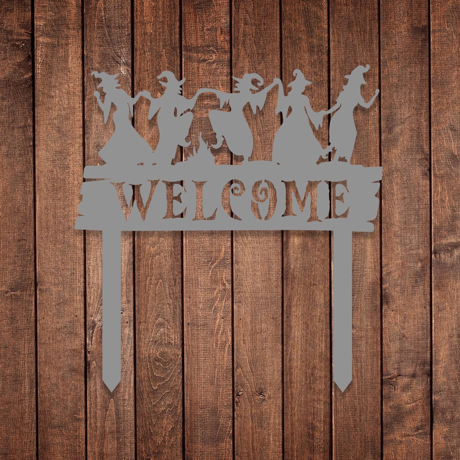 Welcome Halloween Metal Garden Stake, Witches Welcome Sign, Welcome Halloween Gift, Witch Yard Stake, Scary Door Wreath, Sppoky Garden Decor