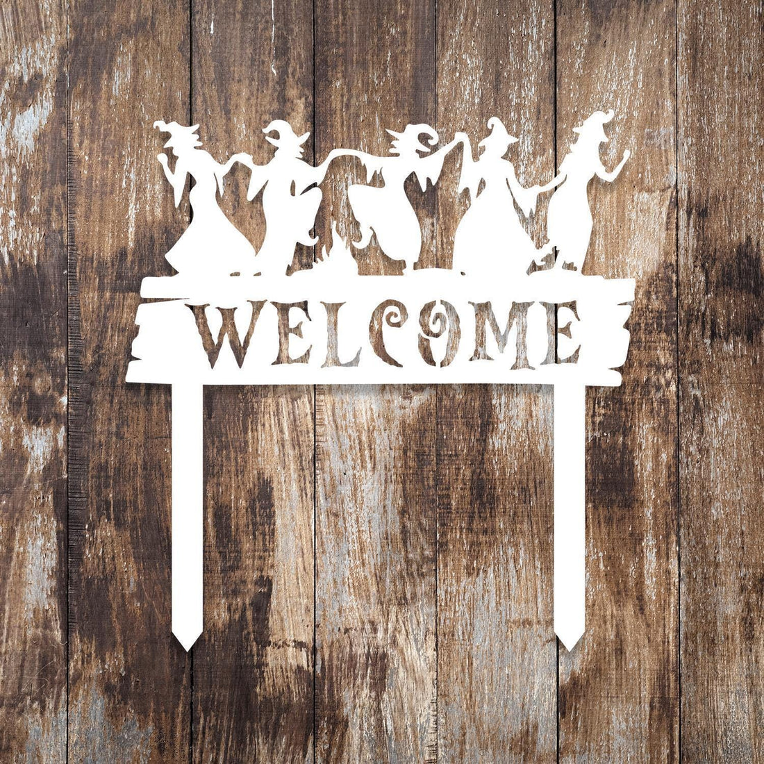 Welcome Halloween Metal Garden Stake, Witches Welcome Sign, Welcome Halloween Gift, Witch Yard Stake, Scary Door Wreath, Sppoky Garden Decor
